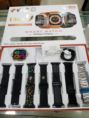 Ultra 9 Watch 7 in 1 strap smart watch 49MM With Case & Wireless Charger