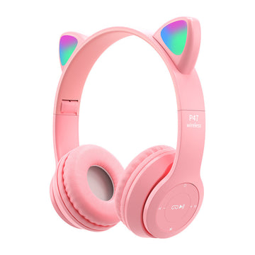 P47 Headphone Bluetooth 5.1 Luminous Cat Ear Shape Wireless Headset